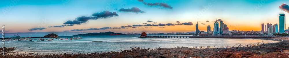 Qingdaos beautiful coastline and architectural landscape..