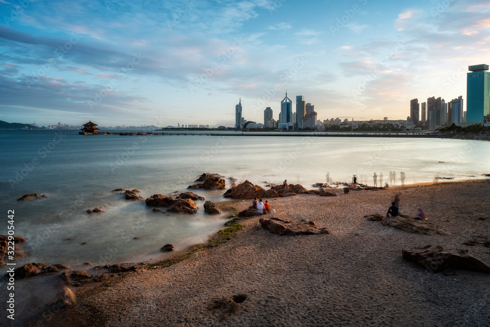 Qingdaos beautiful coastline and architectural landscape..