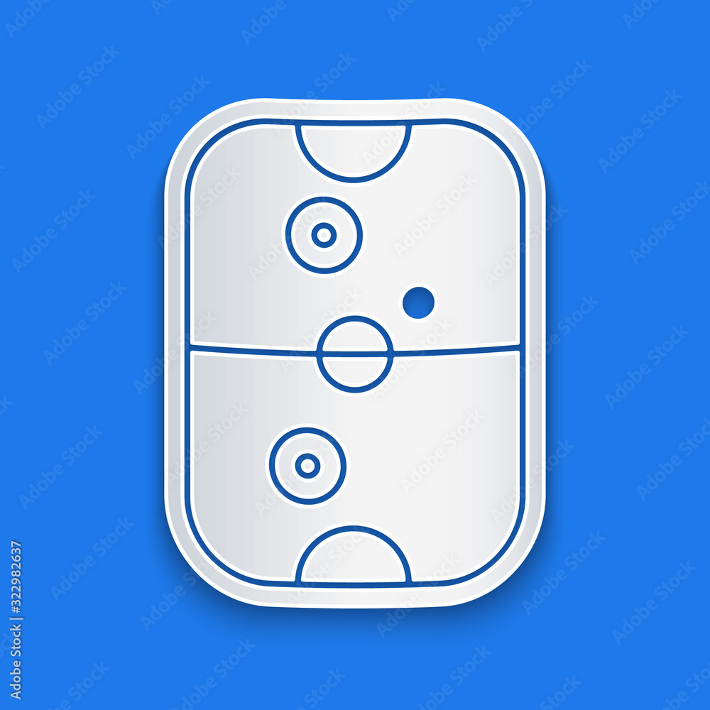 Paper cut Air hockey table icon isolated on blue background. Paper art style. Vector Illustration