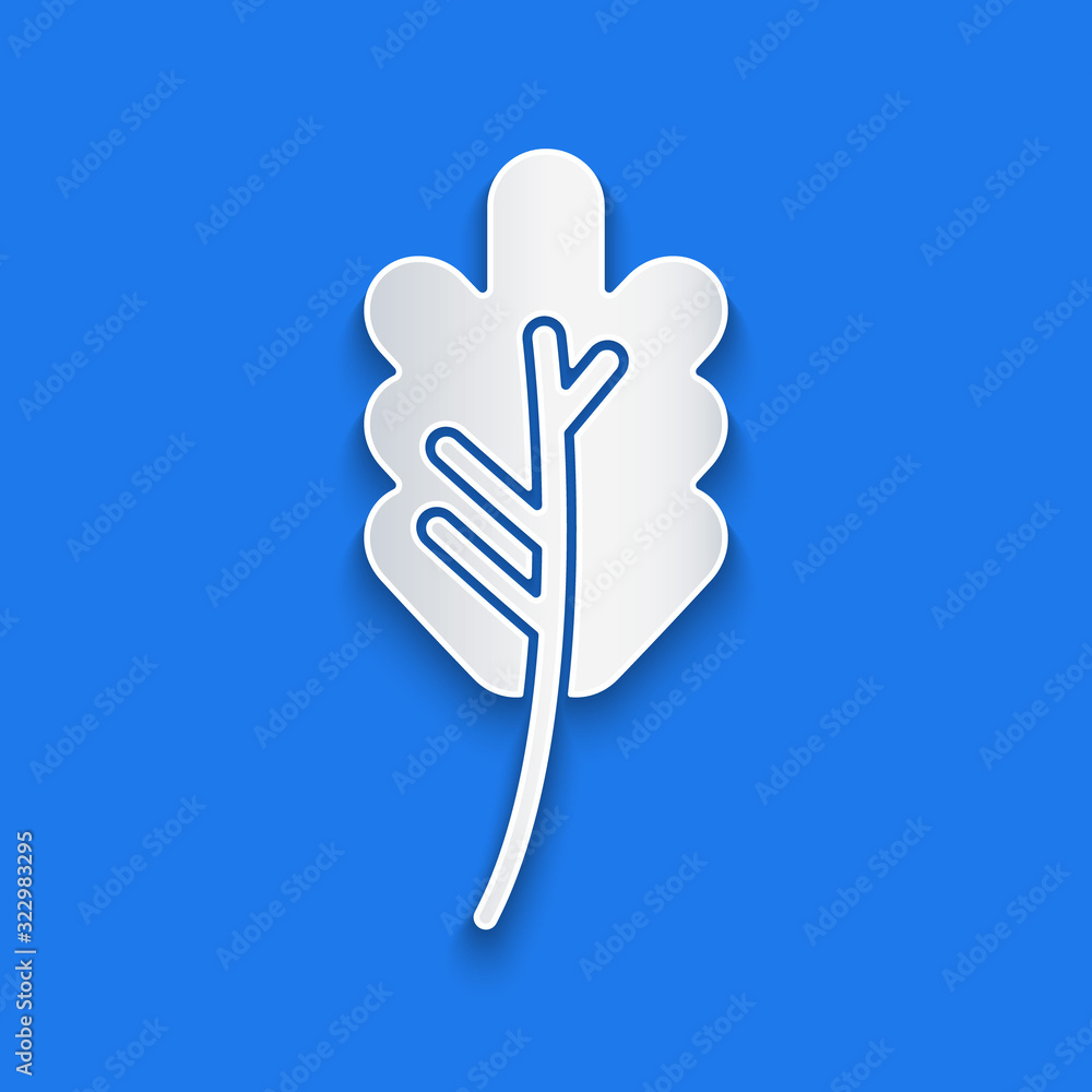 Paper cut Leaf icon isolated on blue background. Leaves sign. Fresh natural product symbol. Paper ar