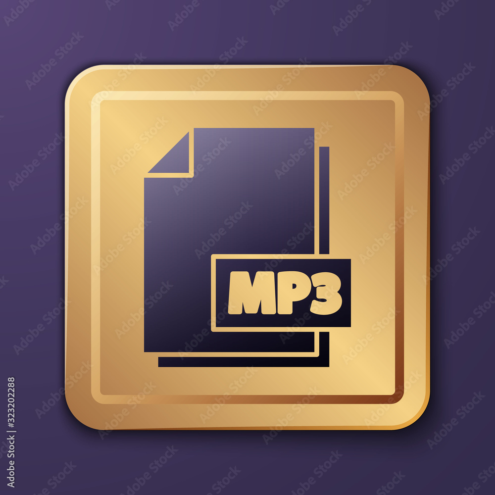 Purple MP3 file document. Download mp3 button icon isolated on purple background. Mp3 music format s