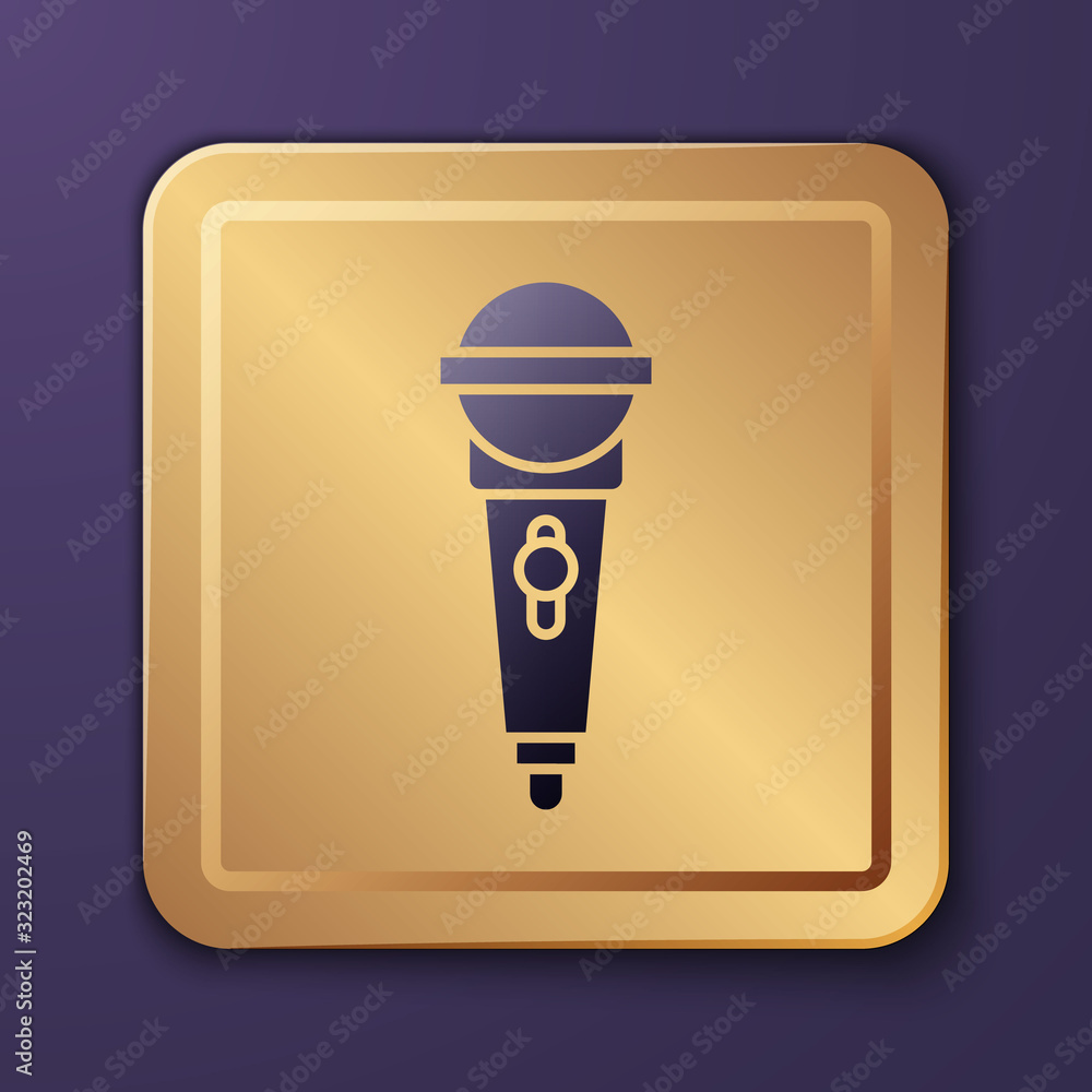 Purple Microphone icon isolated on purple background. On air radio mic microphone. Speaker sign. Gol