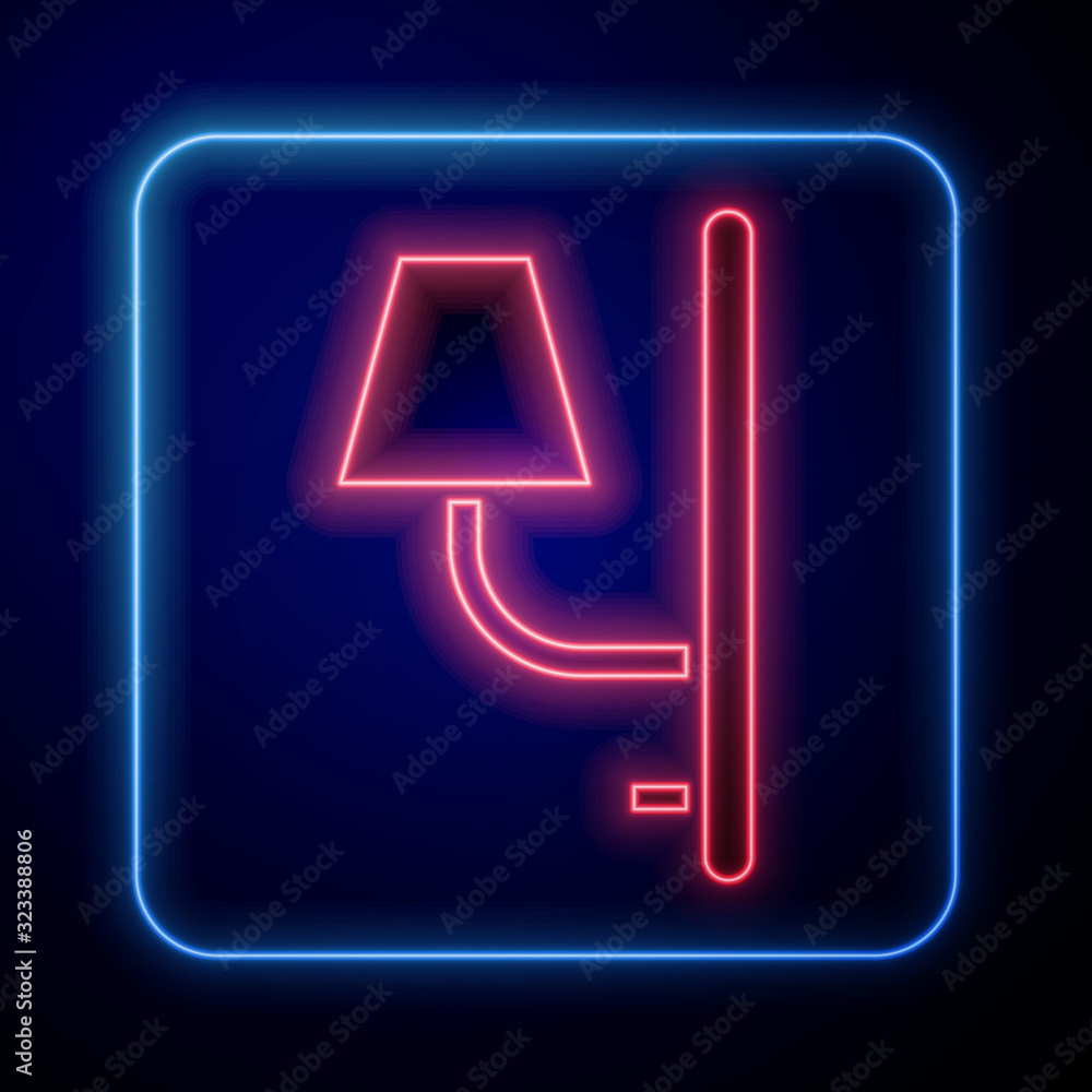 Glowing neon Wall sconce icon isolated on blue background. Wall lamp light.  Vector Illustration