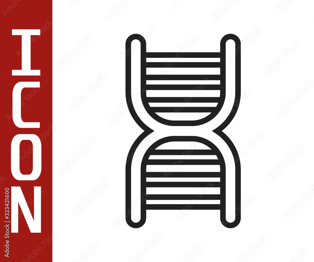 Black line DNA symbol icon isolated on white background. Vector Illustration