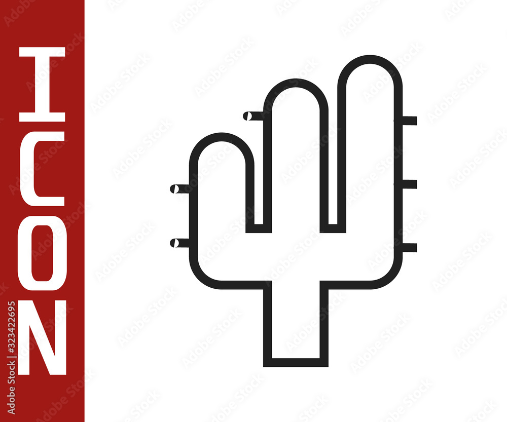 Black line Cactus icon isolated on white background. Vector Illustration