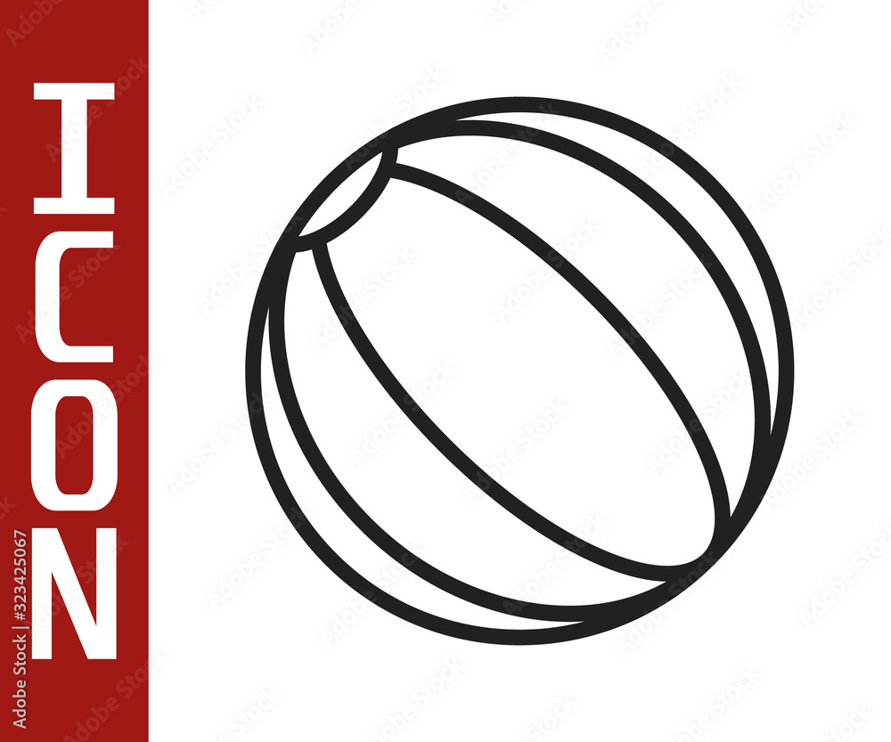 Black line Beach ball icon isolated on white background. Vector Illustration