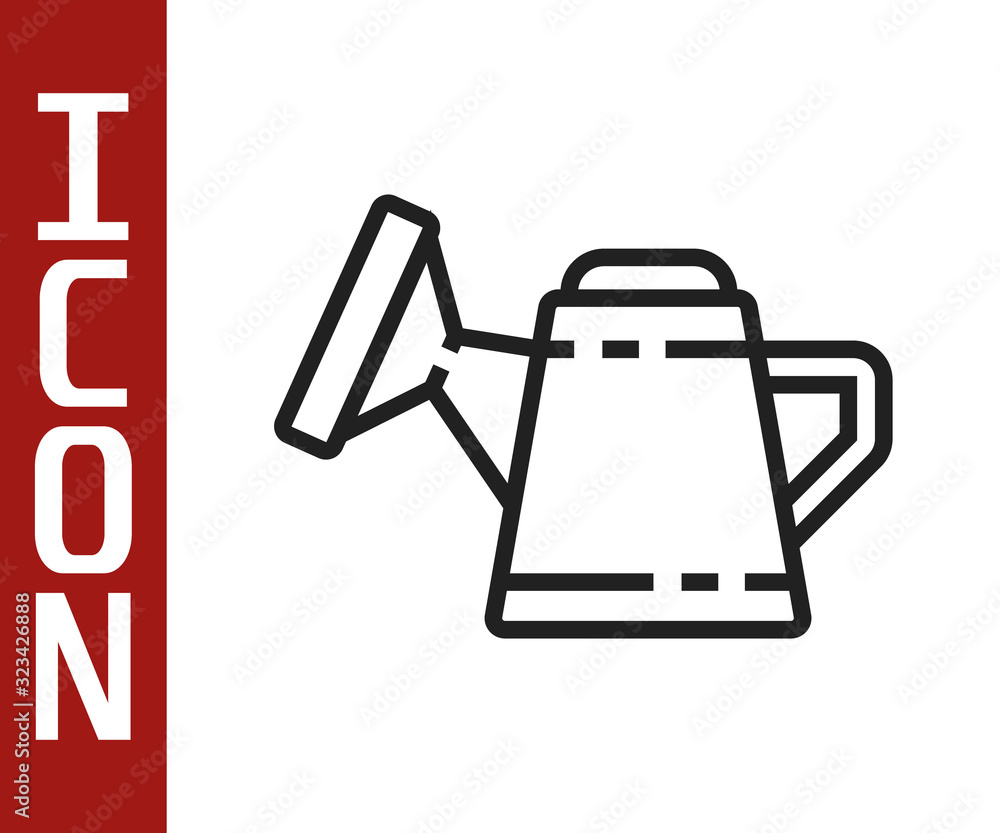 Black line Watering can icon isolated on white background. Irrigation symbol. Vector Illustration