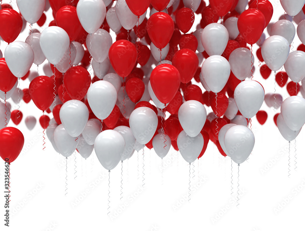 Party balloons red and white celebration isolated on white background