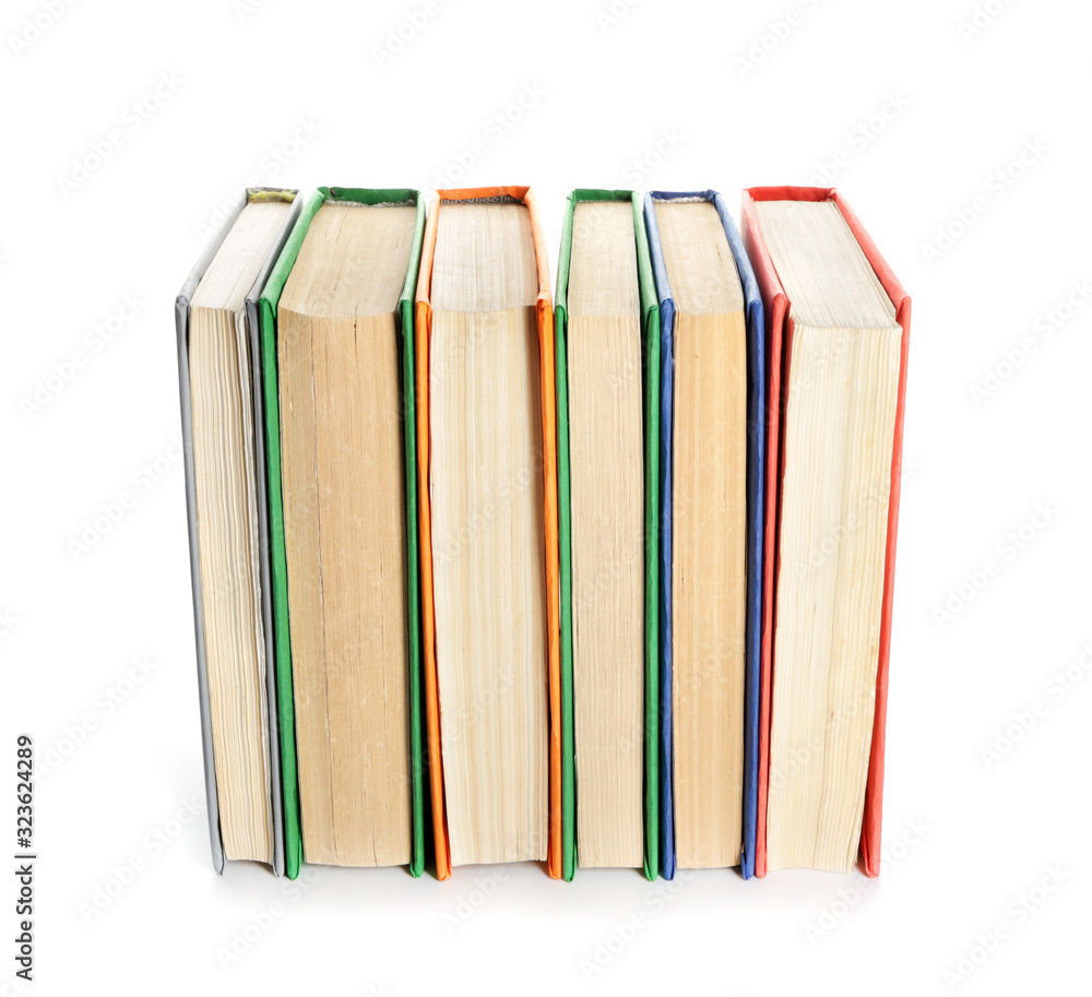 Many books on white background