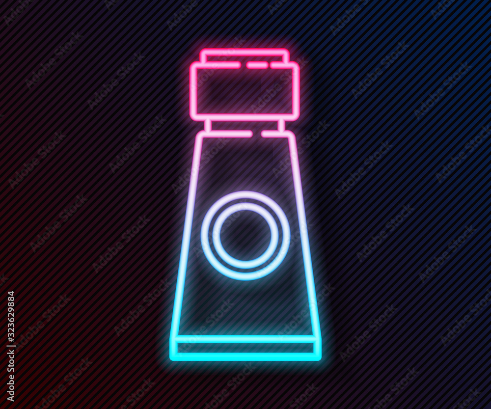 Glowing neon line Tube with paint palette icon isolated on black background. Vector Illustration