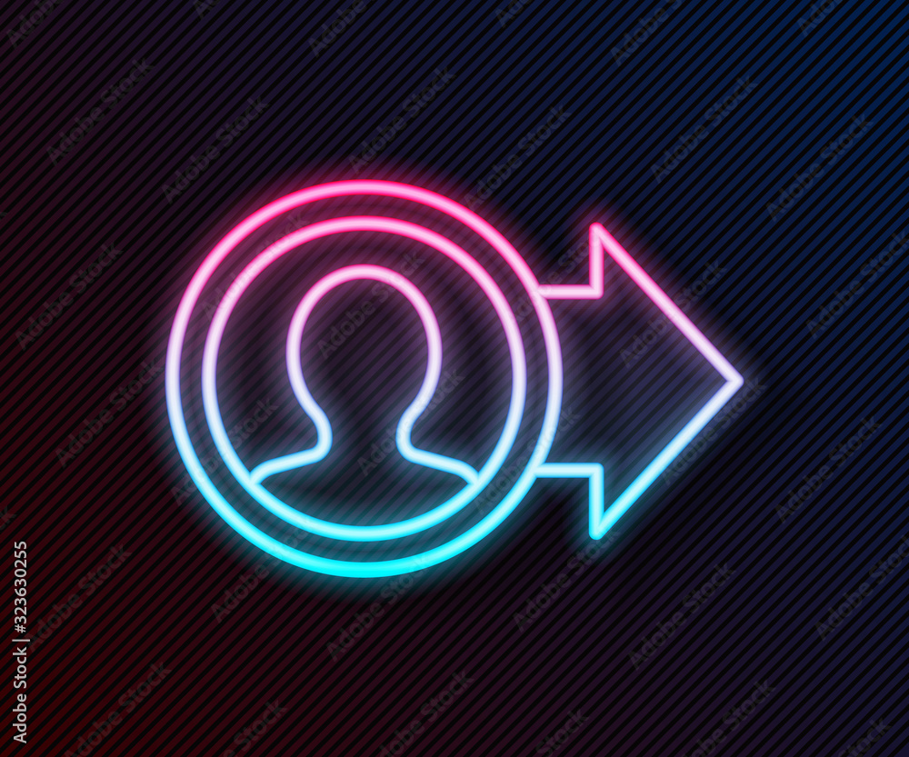 Glowing neon line Job promotion icon isolated on black background. Success, achievement, motivation 