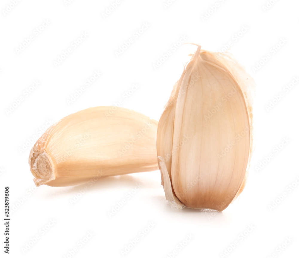 Fresh garlic on white background