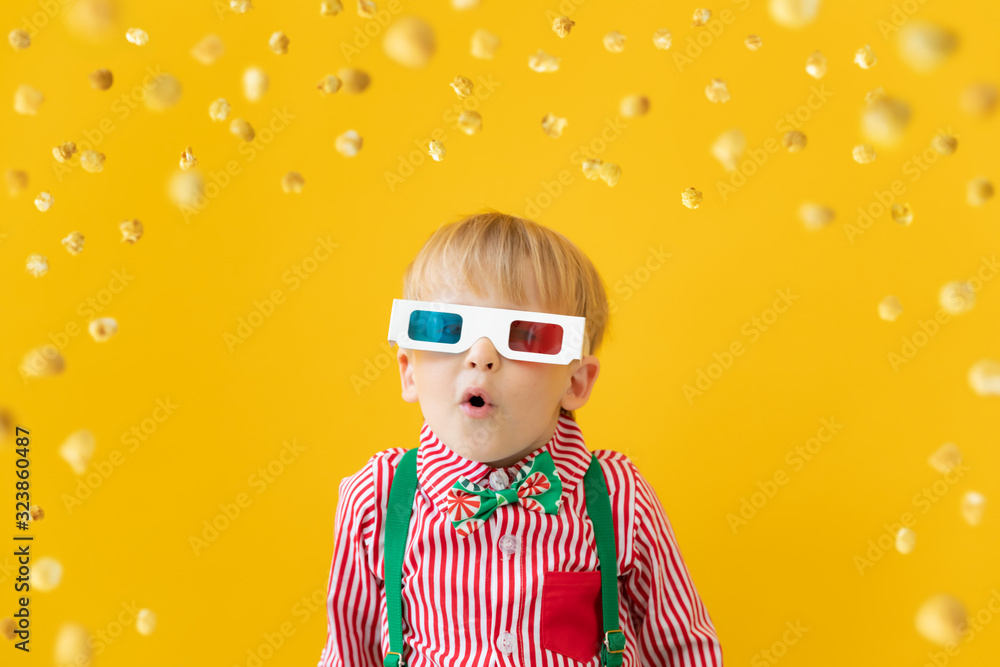 Happy child wearing 3d glasses