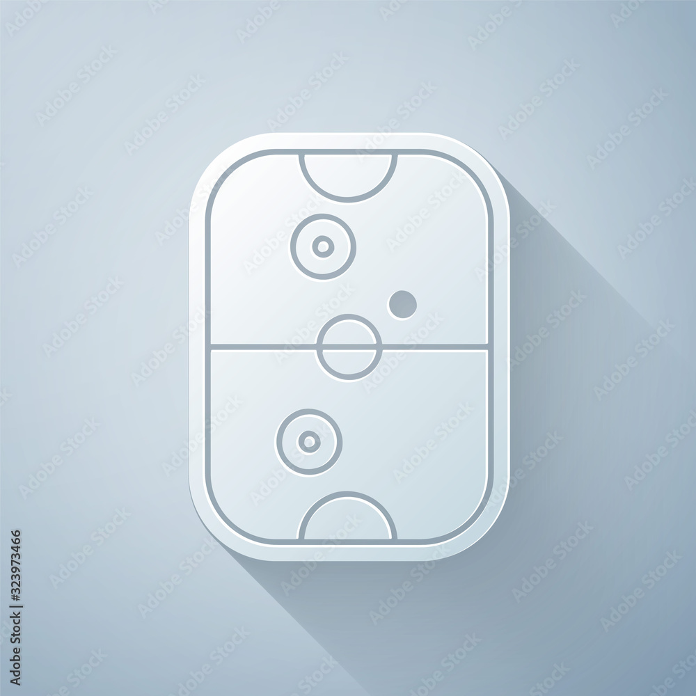 Paper cut Air hockey table icon isolated on grey background. Paper art style. Vector Illustration