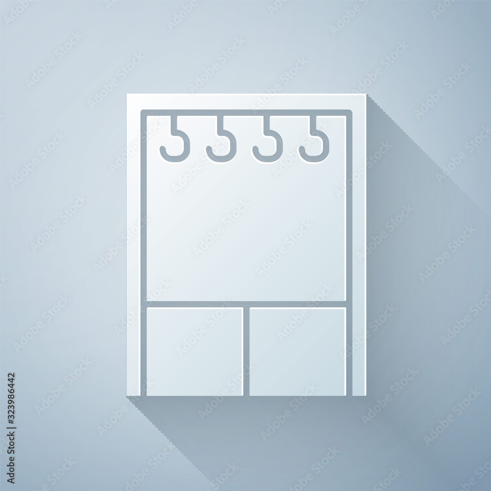 Paper cut Wardrobe icon isolated on grey background. Paper art style. Vector Illustration