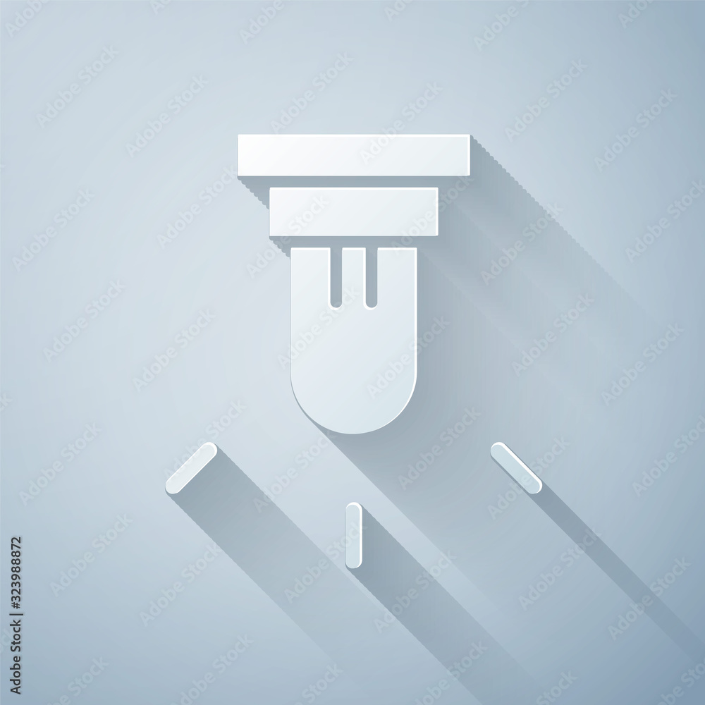 Paper cut Motion sensor icon isolated on grey background. Paper art style. Vector Illustration