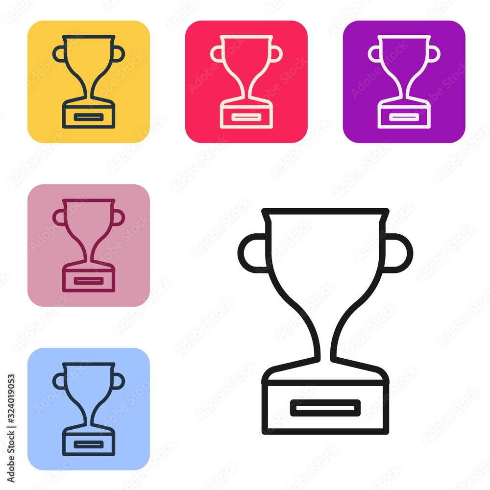 Black line Award cup icon isolated on white background. Winner trophy symbol. Championship or compet