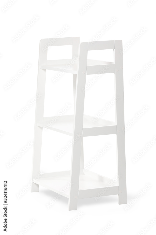 Empty shelving unit on white background