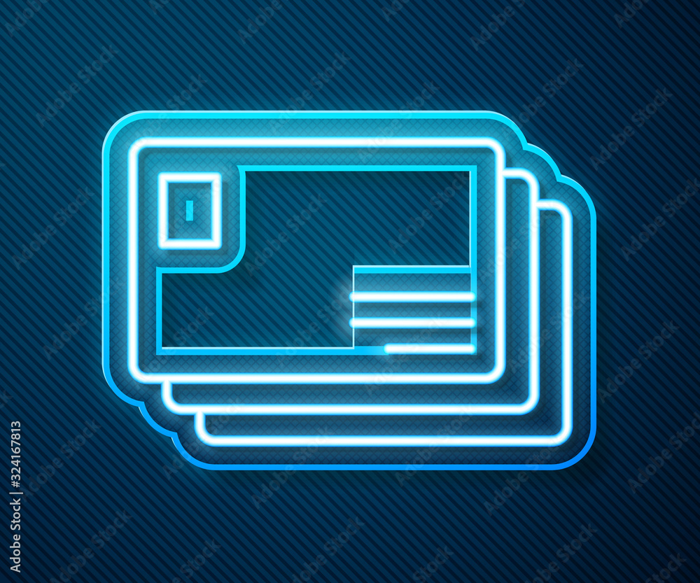 Glowing neon line Envelope icon isolated on blue background. Email message letter symbol. Vector Ill