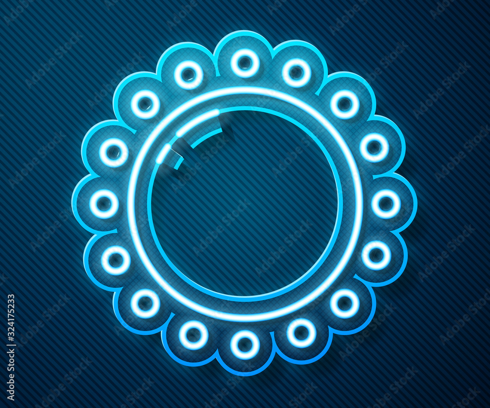 Glowing neon line Sun icon isolated on blue background. Summer symbol. Good sunny day. Vector Illust