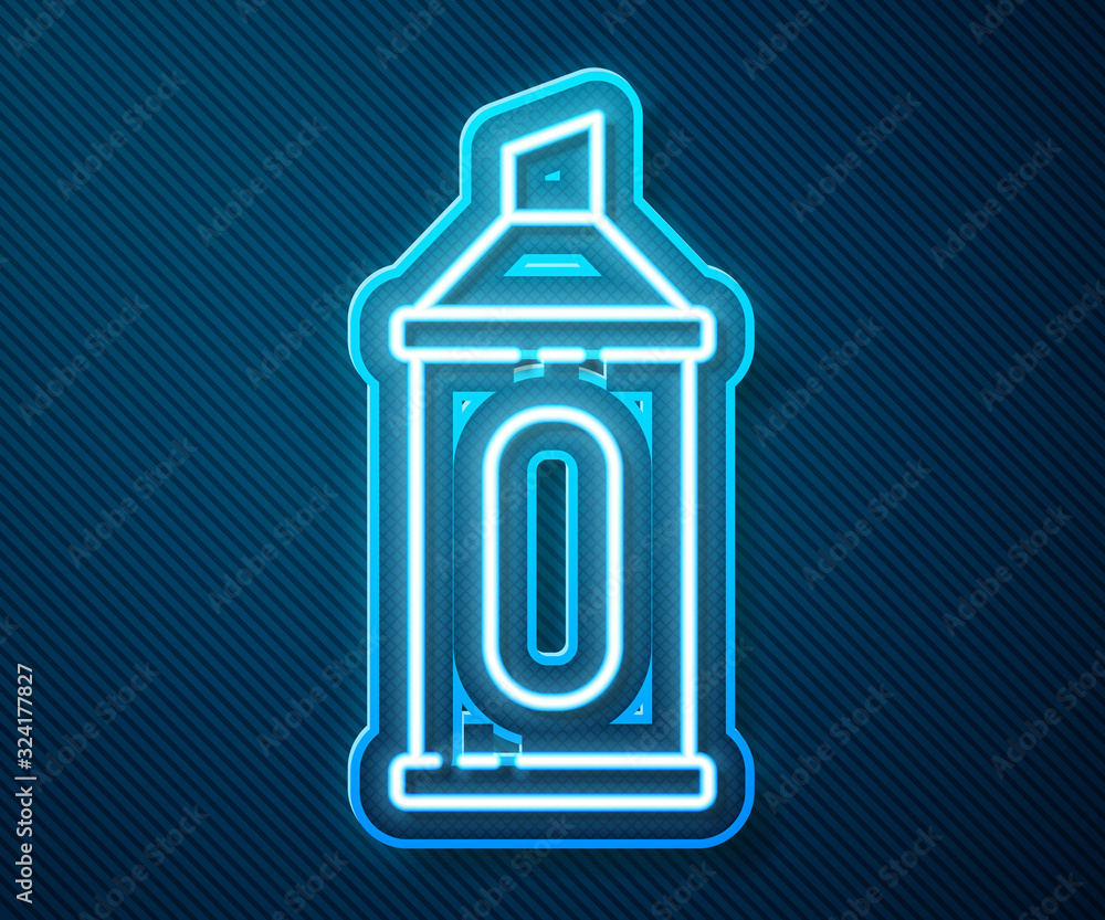 Glowing neon line Marker pen icon isolated on blue background. Vector Illustration