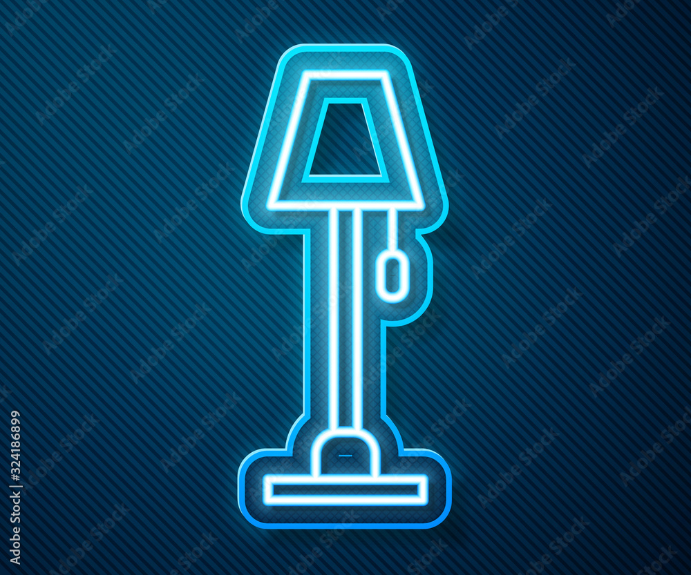 Glowing neon line Floor lamp icon isolated on blue background. Vector Illustration