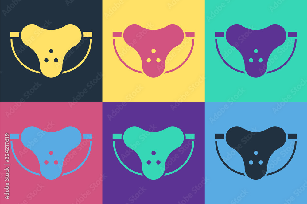 Pop art Protective sport jockstrap icon isolated on color background. Vector Illustration