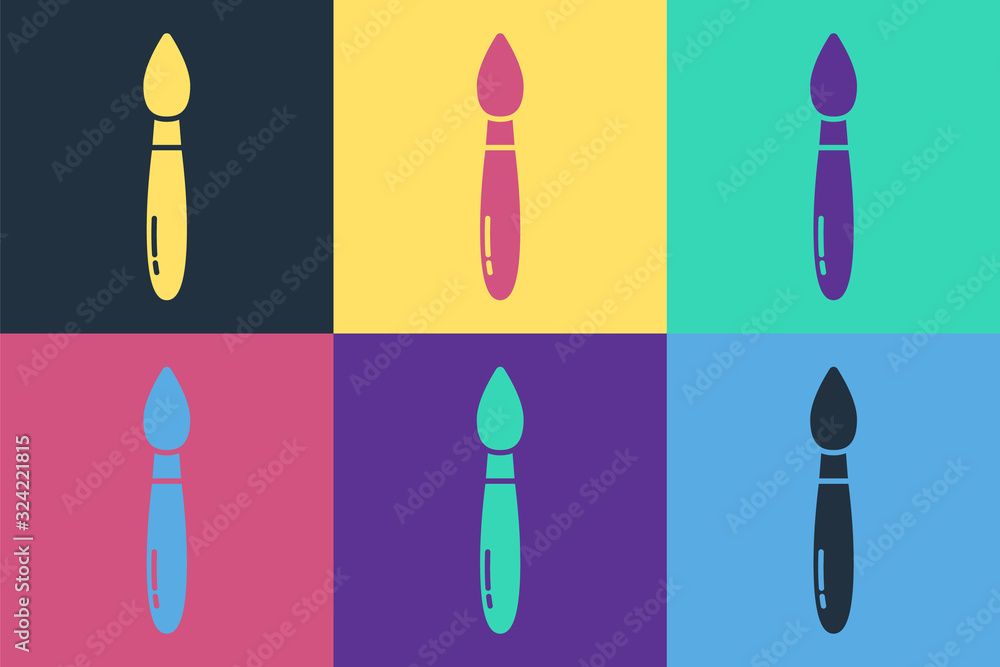 Pop art Paint brush icon isolated on color background. Vector Illustration