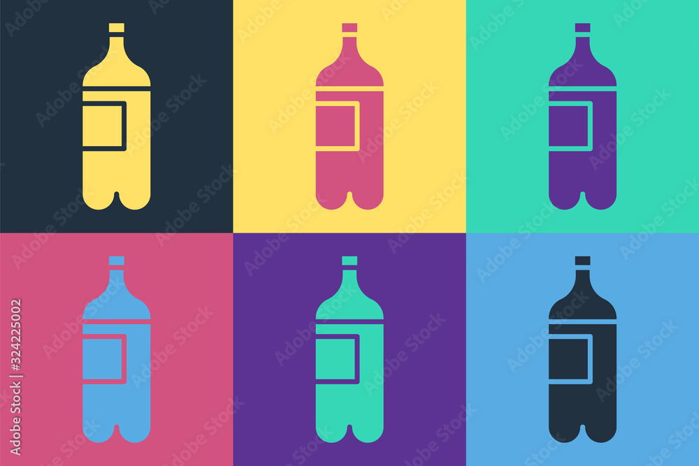 Pop art Bottle of water icon isolated on color background. Soda aqua drink sign. Vector Illustration