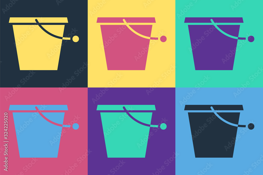 Pop art Bucket icon isolated on color background. Vector Illustration