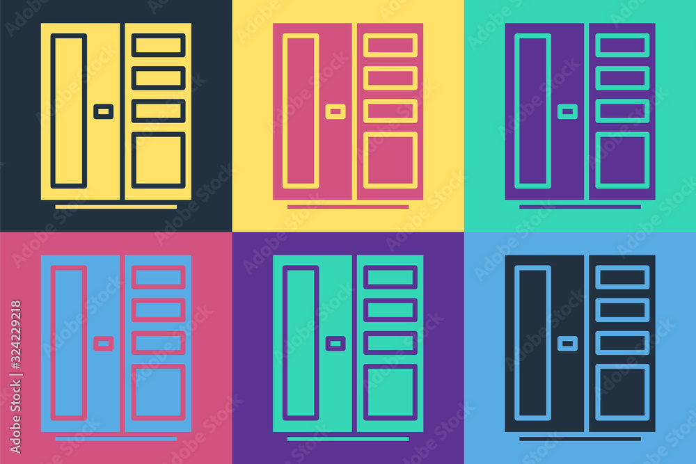 Pop art Wardrobe icon isolated on color background. Vector Illustration