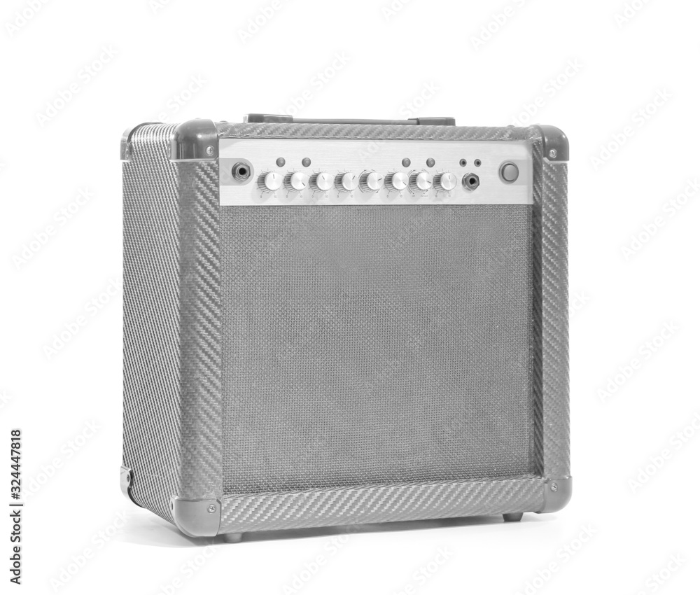 Modern amplifier on white background