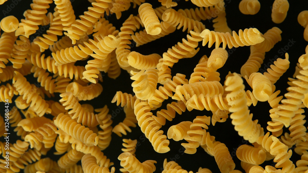 Freeze motion of flying uncooked pasta