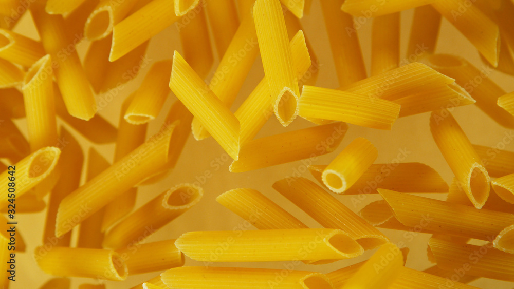 Freeze motion of flying uncooked pasta