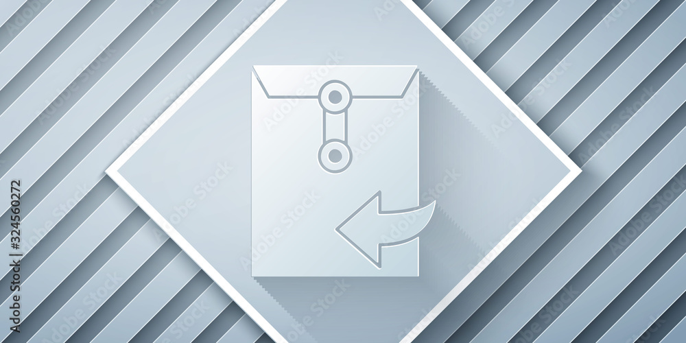 Paper cut Envelope icon isolated on grey background. Received message concept. New, email incoming m