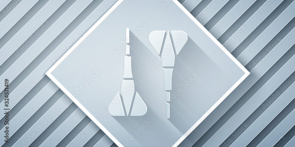 Paper cut Dart arrow icon isolated on grey background. Paper art style. Vector Illustration