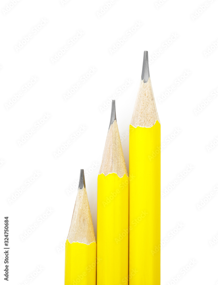 Ordinary pencils on white background