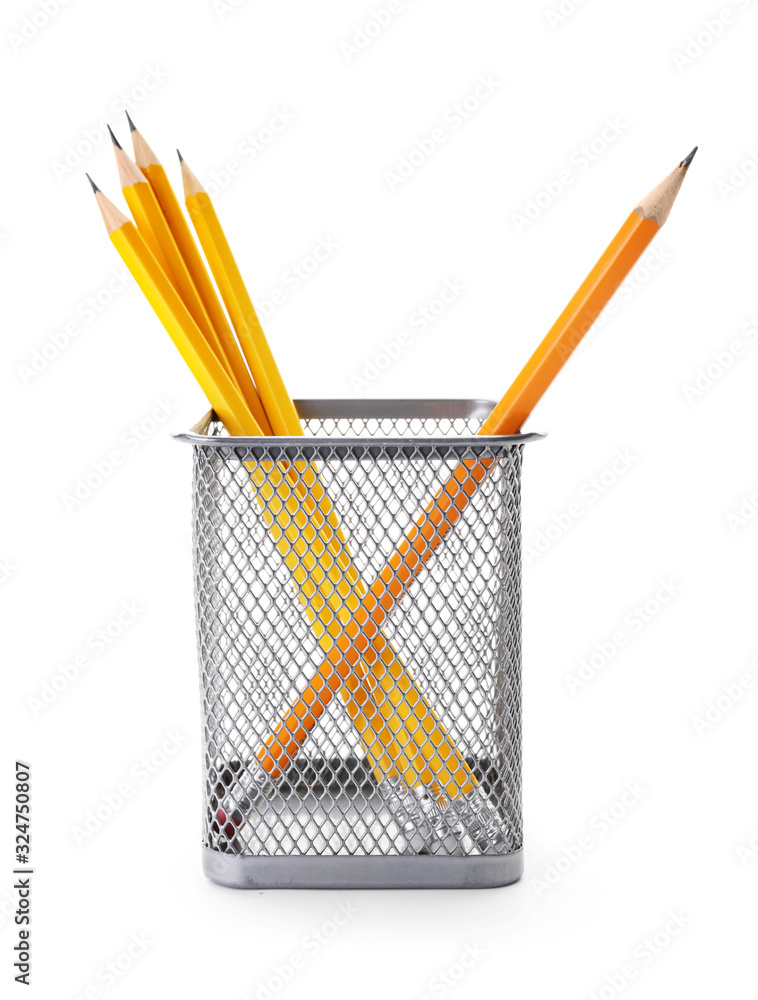 Ordinary pencils on white background