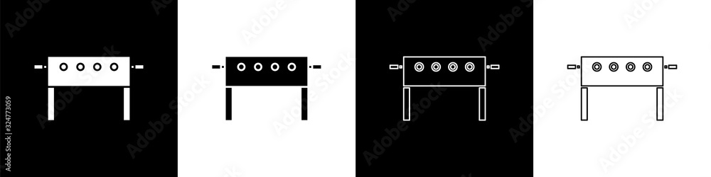 Set Hockey table icon isolated on black and white background. Vector Illustration