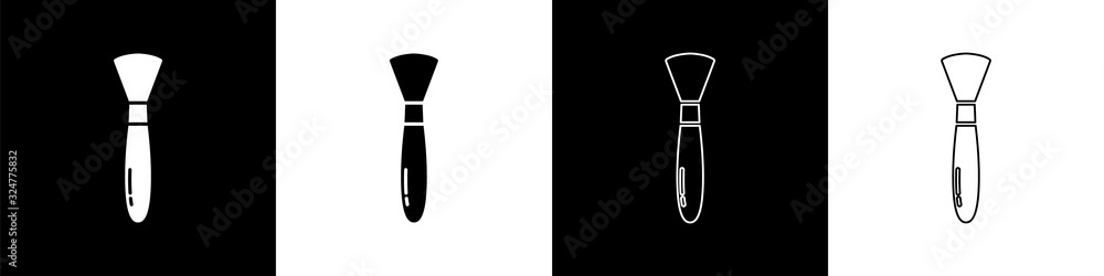 Set Paint brush icon isolated on black and white background. Vector Illustration