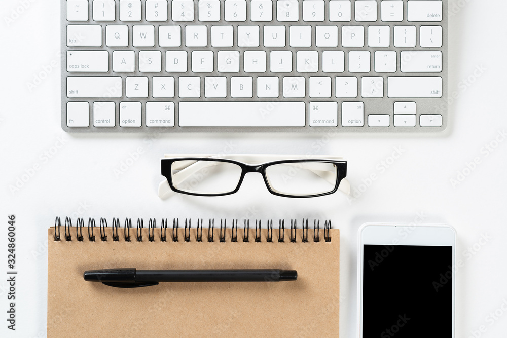 Still life of modern office workspace with gadgets