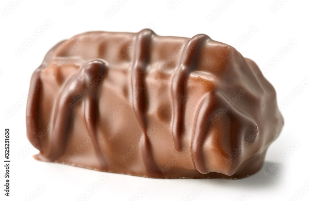 chocolate praline on white background