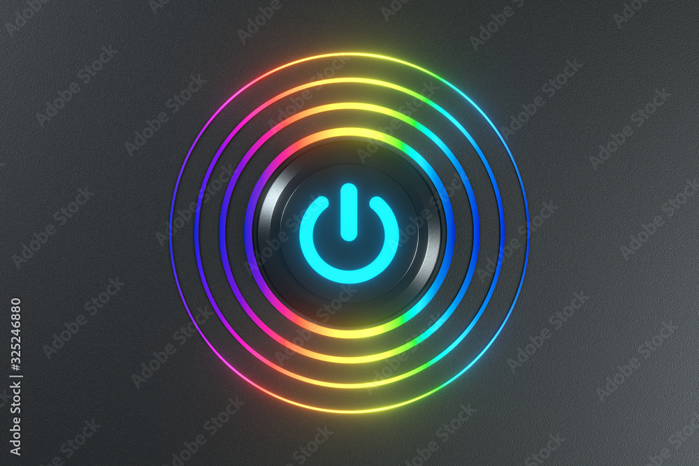 Button and switch with dark background,abstract conception ,3d rendering.