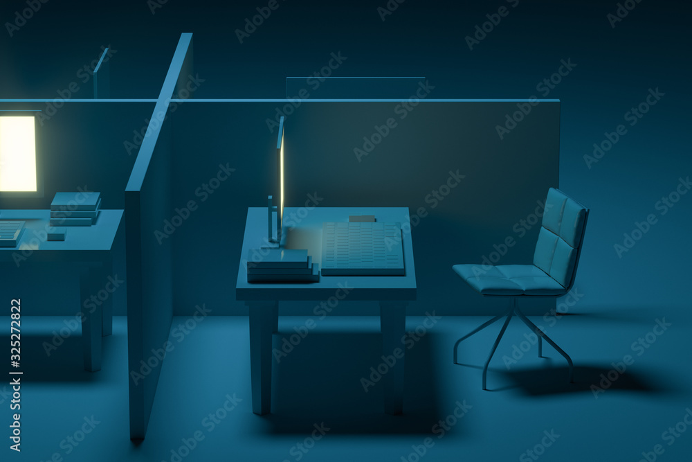 Office model with dark background,abstract conception,3d rendering.