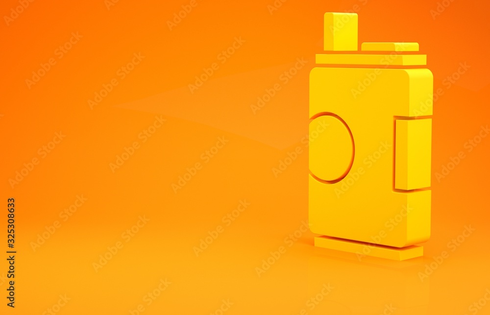 Yellow Soda can icon isolated on orange background. Minimalism concept. 3d illustration 3D render