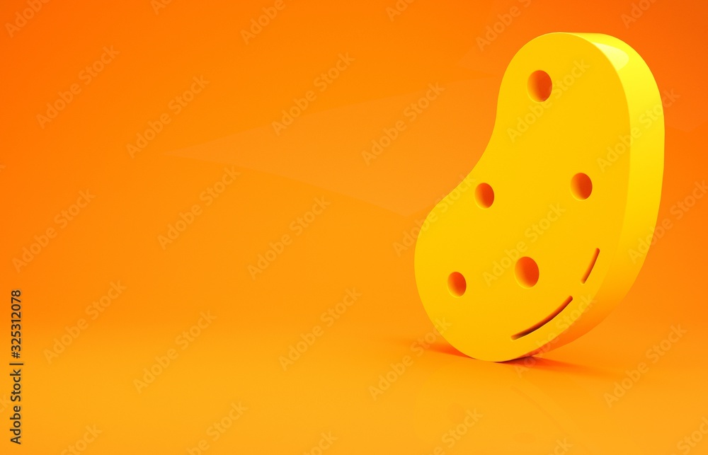 Yellow Potato icon isolated on orange background. Minimalism concept. 3d illustration 3D render