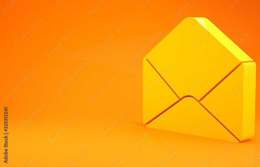 Yellow Envelope icon isolated on orange background. Email message letter symbol. Minimalism concept.