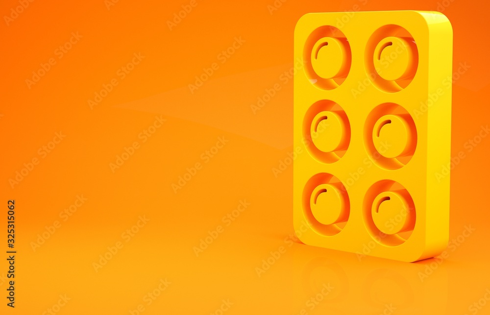 Yellow Watercolor paints in box icon isolated on orange background. Minimalism concept. 3d illustrat