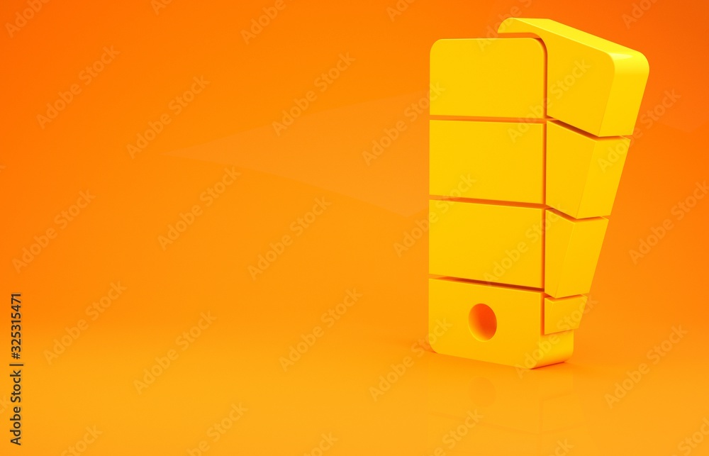 Yellow Palette icon isolated on orange background. Minimalism concept. 3d illustration 3D render