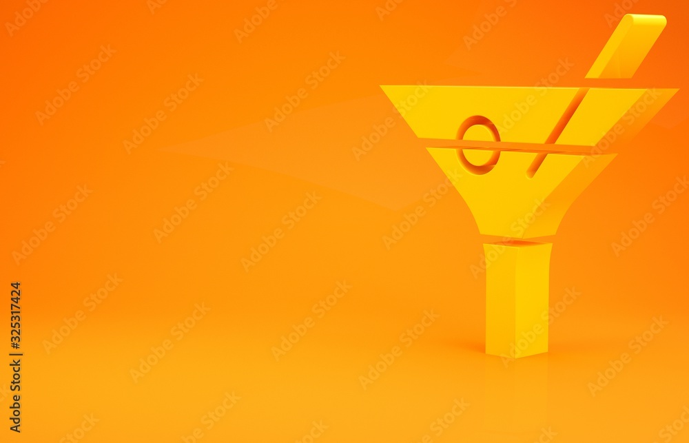 Yellow Martini glass icon isolated on orange background. Cocktail icon. Wine glass icon. Minimalism 